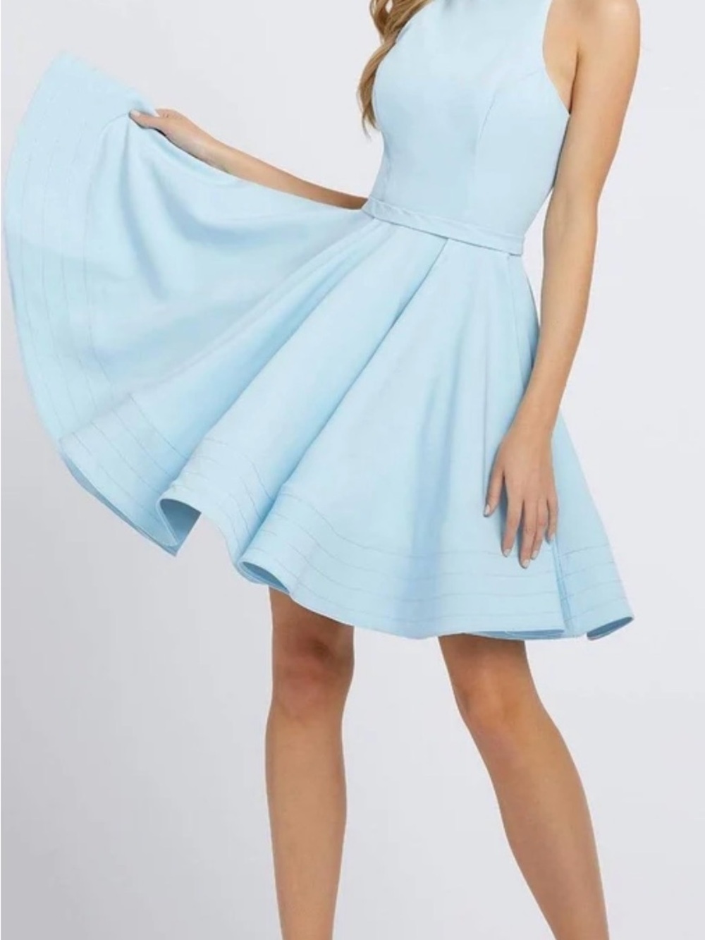 Mac Duggal Powder Blue Fit-and-Flare Cocktail Dress